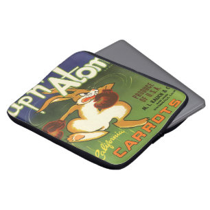 Vintage Label Art Boxing Rabbit, Up n Atom Carrots Laptop Sleeve
