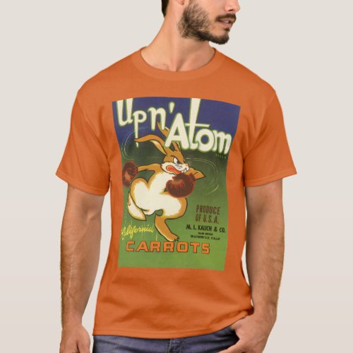 Vintage Label Art Boxing Rabbit, Up n Atom Carrots