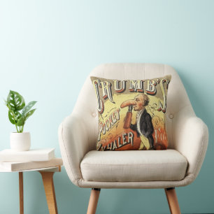 Vintage Label Art, Crumb's Pocket Asthma Inhaler Throw Pillow