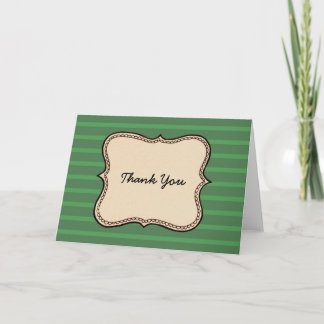 Vintage Label Green Stripe Thank You Card
