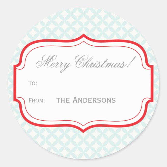 Vintage Label Red Tag Christmas Gift Sticker (Front)