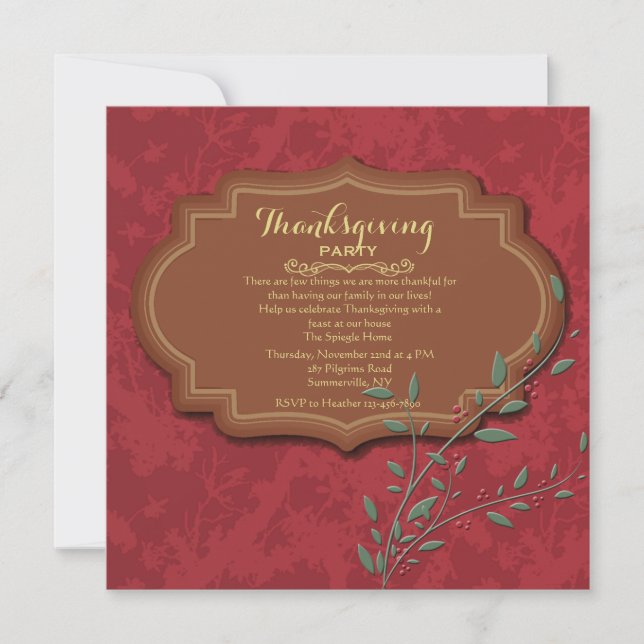 Vintage Label Thanksgiving Party Invitattion Invitation (Front)