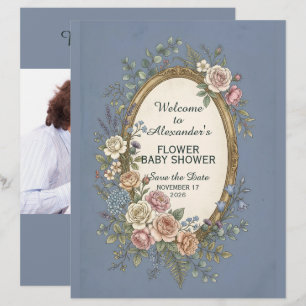 Vintage Label with colored Flowers 23 + your text Letterhead