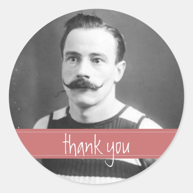 Vintage Labels Mustache / Moustache Thank You (Front)