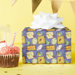 Vintage Labels Orange Yellow Wrapping Paper