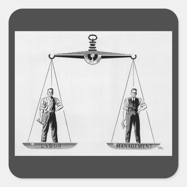Vintage Labor vs Management, Scales of Justice Square Sticker (Front)