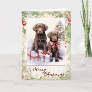 Vintage Labrador Christmas Holiday Card