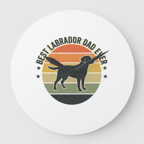 Vintage Labrador Dad Sunset Dog Vector Shirt_1 Large Clock