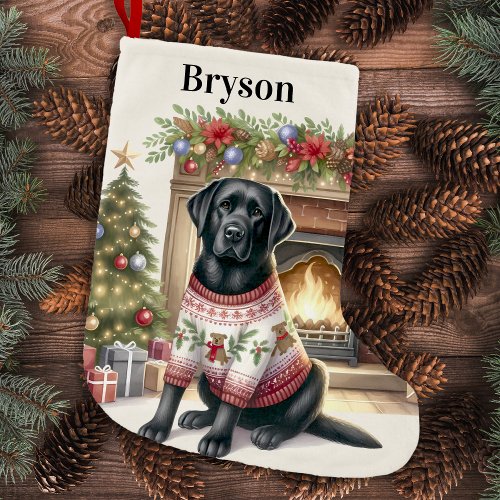 Vintage Labrador Retriever Festive Holiday Dog Small Christmas Stocking