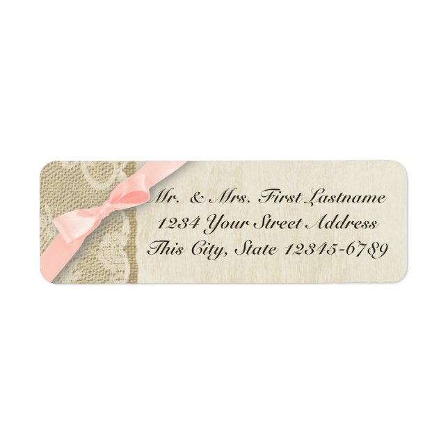 Vintage Lace and Blush Bow Label (Front)