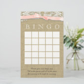 Vintage Lace and Blush Bow Shower Bingo (Standing Front)