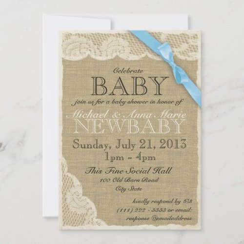 Vintage Lace and Bow Baby Shower Custom Invites