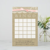Vintage Lace and Bow Shower Bingo (Standing Front)