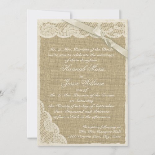 Vintage Lace and Burlap Personalized Invite
