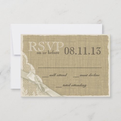 Vintage Lace and Burlap Response Card