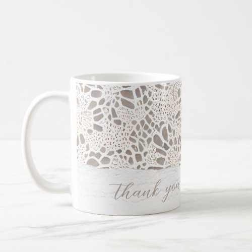 Vintage Lace and Linen Thank You Coffee Mug