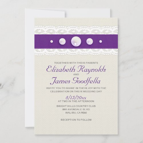 Vintage Lace and Pearl Wedding Invitations