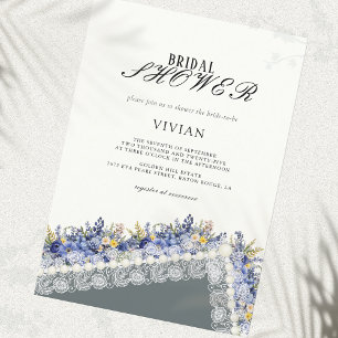 Vintage Lace And Pearls Floral Bridal Shower Invitation