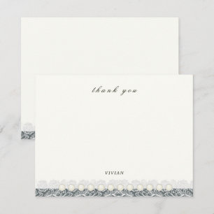 Vintage Lace And Pearls Floral Wedding Blank  Thank You Card