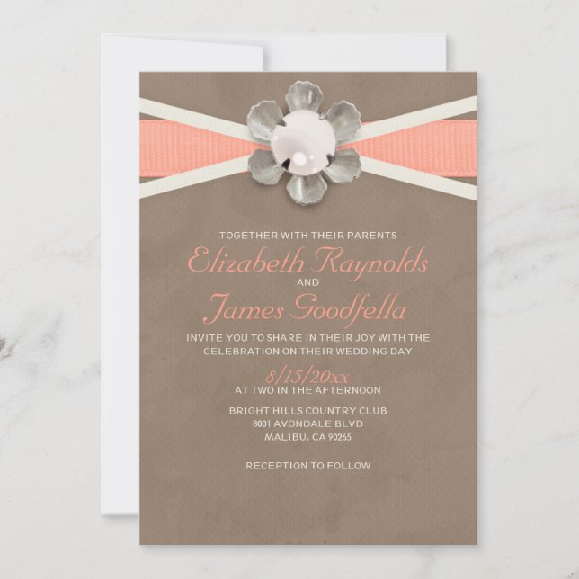 Vintage Lace and Pearls Wedding Invitations (Front)