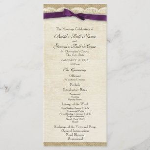 Vintage Lace and Purple Bow Wedding Program