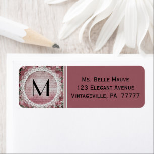 Vintage Lace and Roses Mauve Pink Address Label