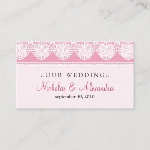 Vintage Lace Baby Pink Wedding Website Card Business Card