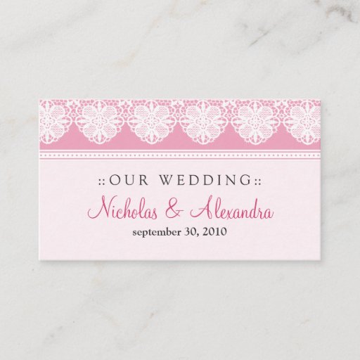 Customizable Vintage Lace Baby Pink Wedding Website Card Business Card