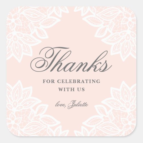Vintage lace baby shower thank you favor sticker