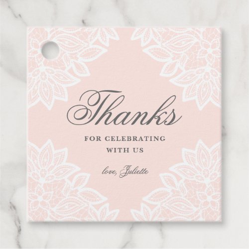 Vintage lace baby shower thank you favor tag