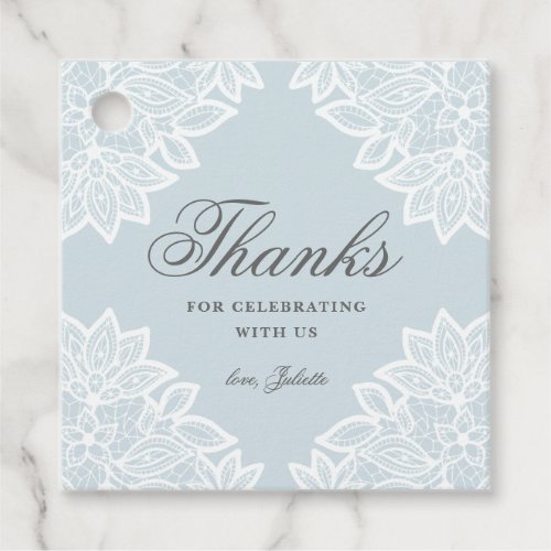 Vintage lace baby shower thank you favor tag