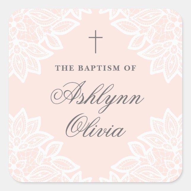 Vintage lace baptism sticker (Front)