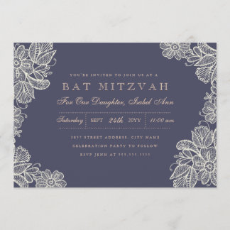 Vintage Lace Bat Mitzvah Invitation