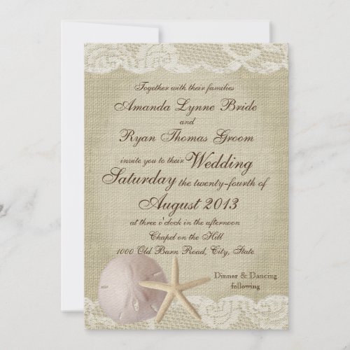 Vintage Lace Beach Wedding Invites