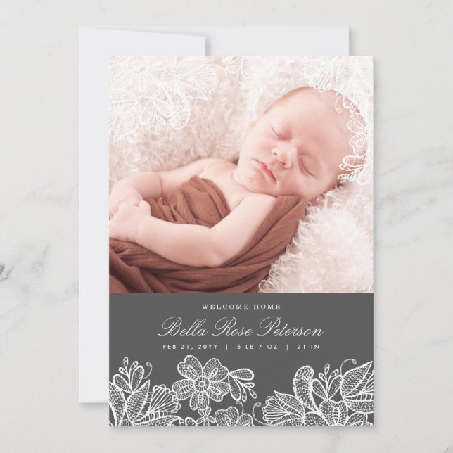 Vintage Lace Birth Announcements (Front)