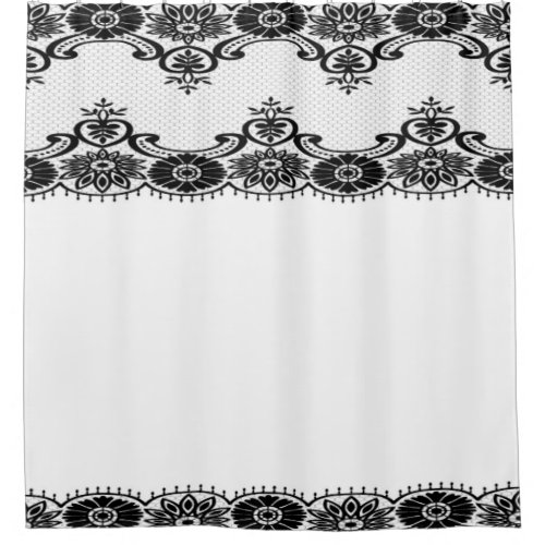Vintage Lace Black  White Shower Curtain
