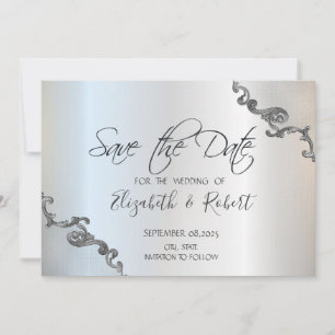 Vintage Lace Border Silver Wedding Save The Date
