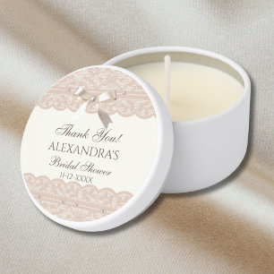 Vintage Lace Bow Lace Bridal Shower Thank You Mini Candle Favors