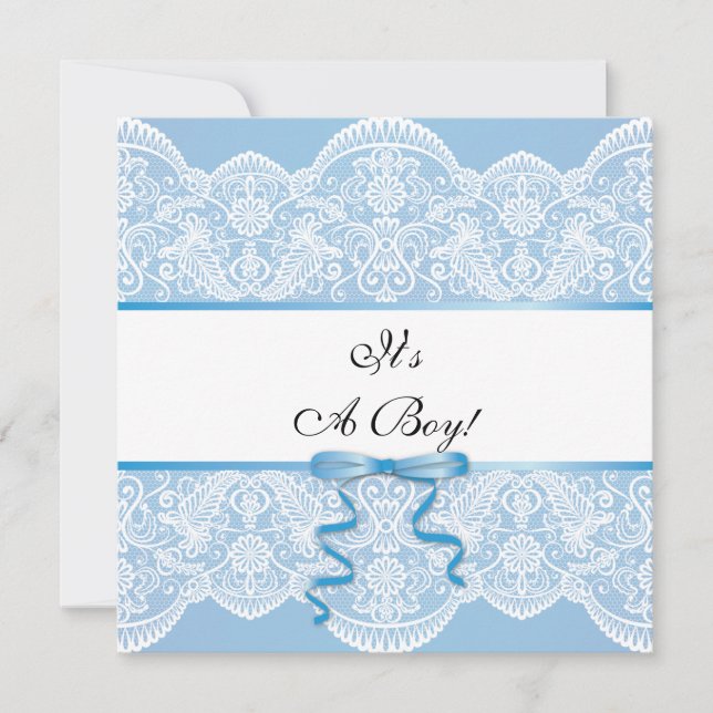 Vintage Lace Boy Baby Shower Invitation (Front)
