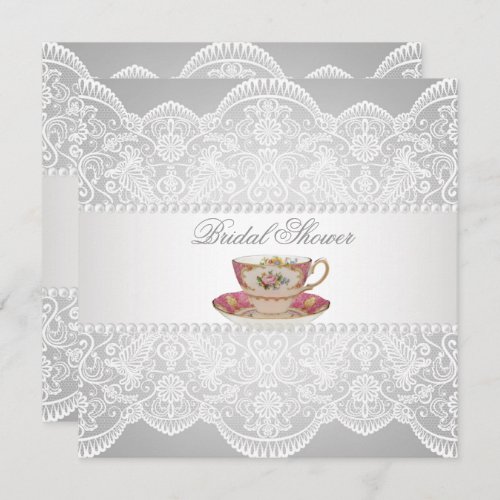 Vintage Lace Bridal Shower Tea Party Invitation