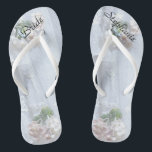 Vintage Lace Bride Wedding Personalized Flip Flops<br><div class="desc">This Vintage Lace design personalized, comfortable Flip Flops are a simple, elegant, and chic gift for members of the Bridal Party - Bride, Bridesmaid, Maid of Honor ... They will add to the festivities of your wedding day, bachelorette party, bridal shower, or other celebration. Easy to customize name and title....</div>
