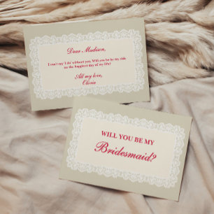 Vintage Lace Bridesmaid Proposal Card