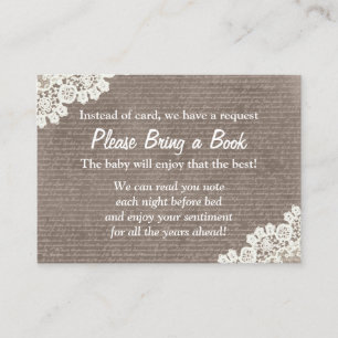 Vintage Lace Bring a Book Baby Shower Insert