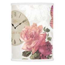 Vintage Lace Butterfly Rose Flower Clock Lamp Shad