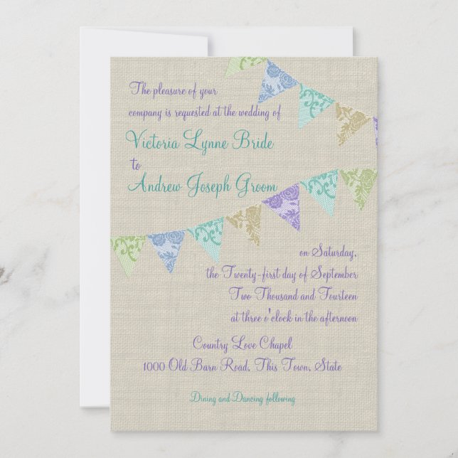 Vintage Lace Country Fair Pennants Invitation (Front)