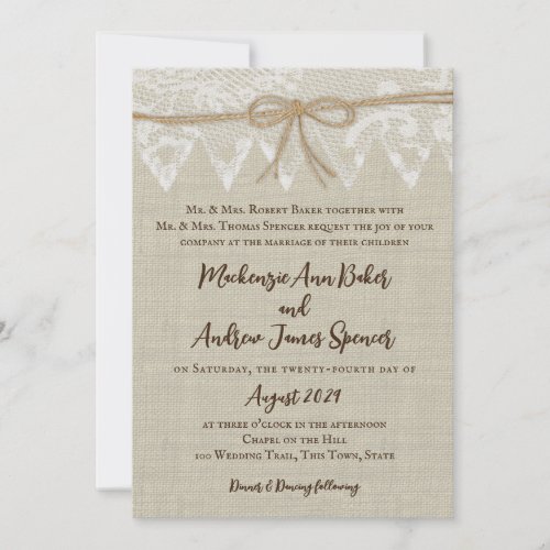Vintage Lace Country Fair Wedding Invitation