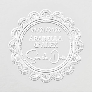 Vintage Lace Couple's Names Save the Date Embosser
