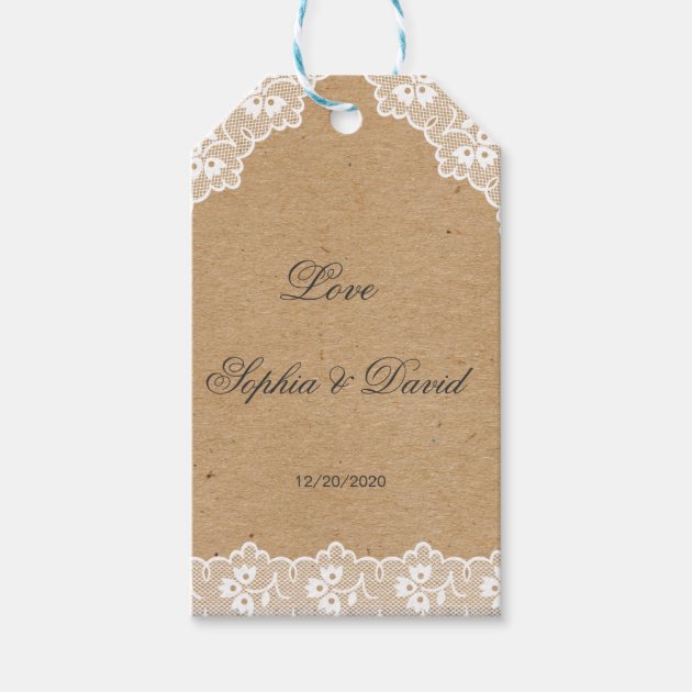 Vintage Lace Craft Paper Wedding Custom Gift Tags