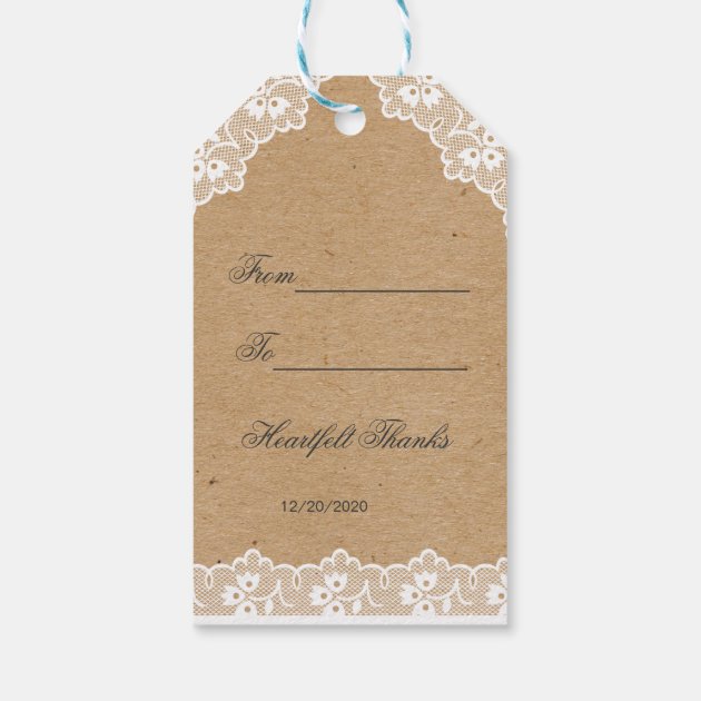 Vintage Lace Craft Paper Wedding Custom Gift Tags