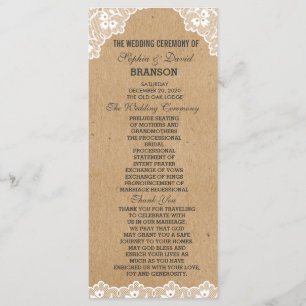 Vintage Lace Craft Paper Wedding Custom Program